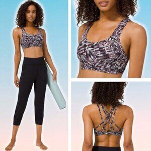 LULULEMON Free To Be Serene Bra Light Support C/D Cup 4 Kaleidoscopic Pink Multi